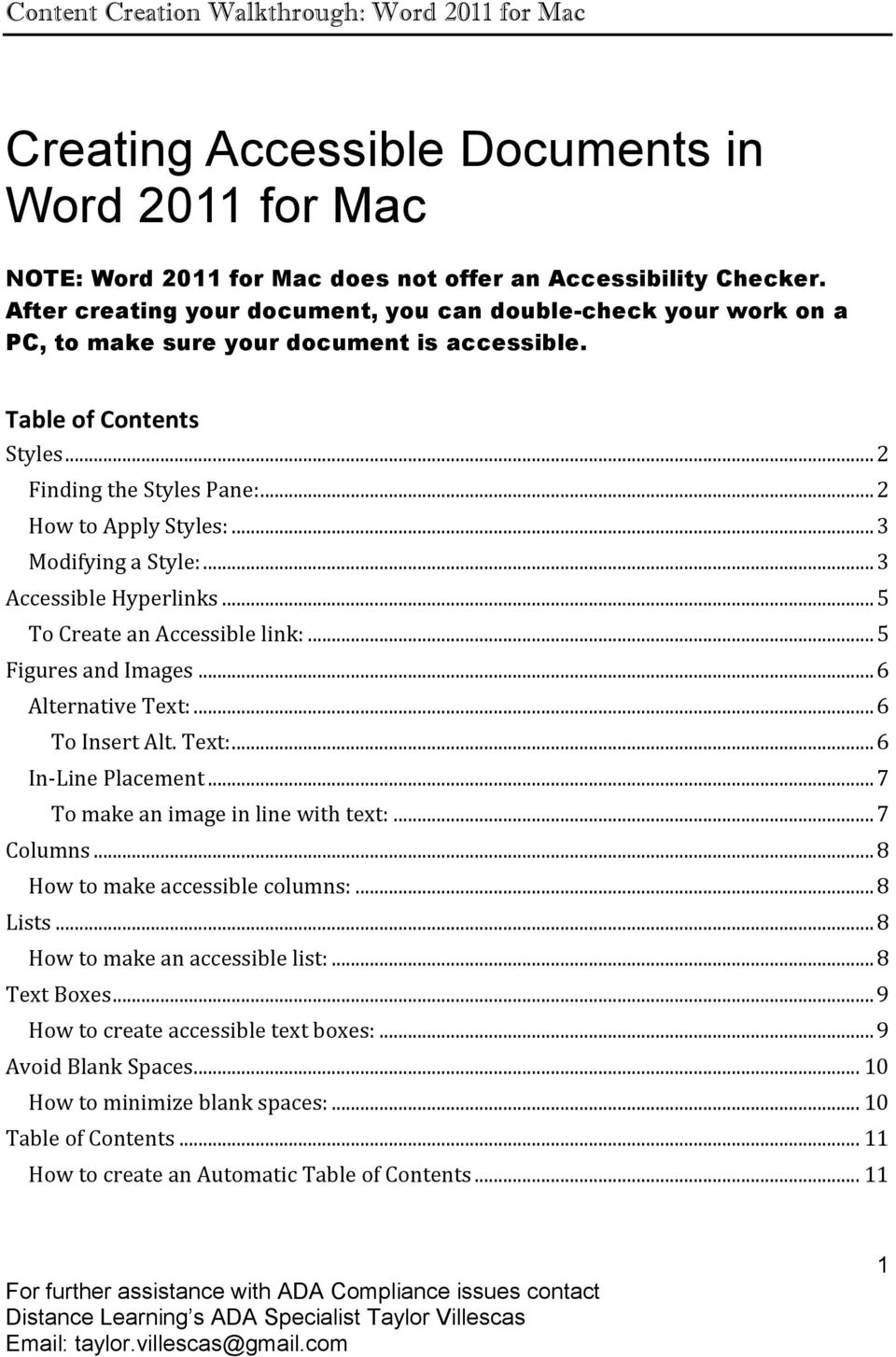 word for mac 2011 accessibility checker